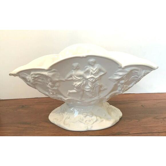 ELPA ALCOBACA Made in Portugal Ivory Large Centerpiece Vase Roman Theme - Picture 4 of 9